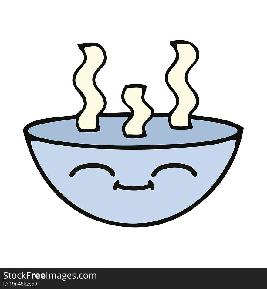 cute cartoon bowl of hot soup