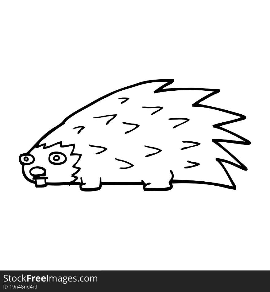 line drawing cartoon spiky hedgehog