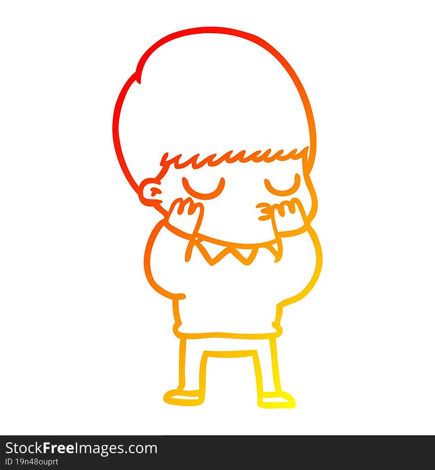 warm gradient line drawing cartoon calm boy