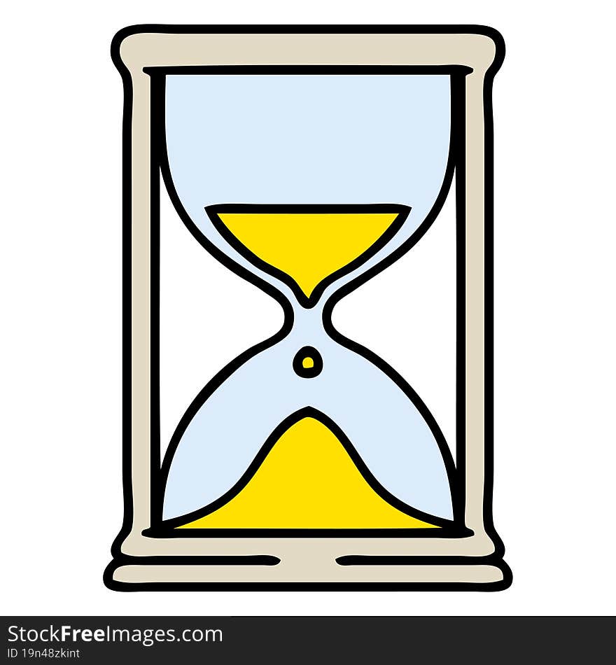 cartoon of an hourglass running sand