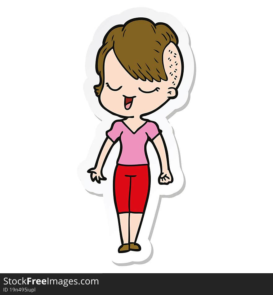 sticker of a happy cartoon girl