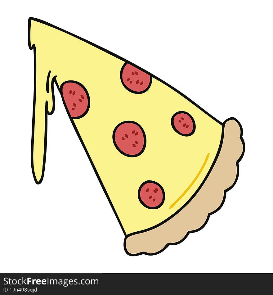 Quirky Hand Drawn Cartoon Slice Of Pizza