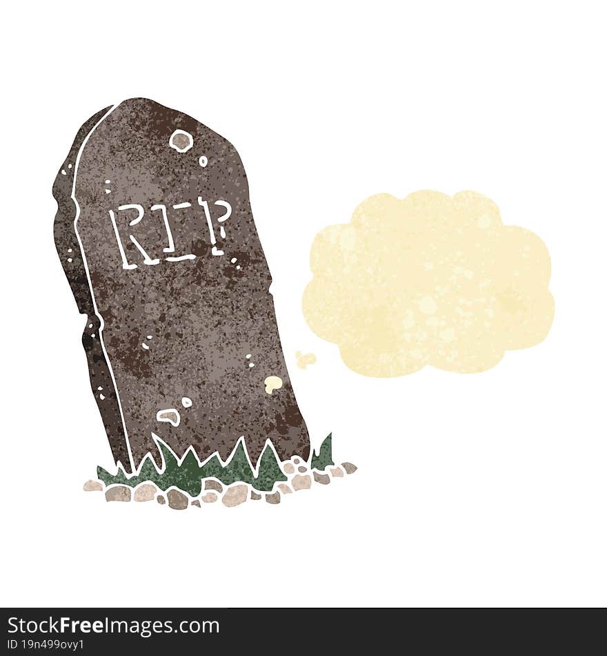 cartoon spooky grave with thought bubble