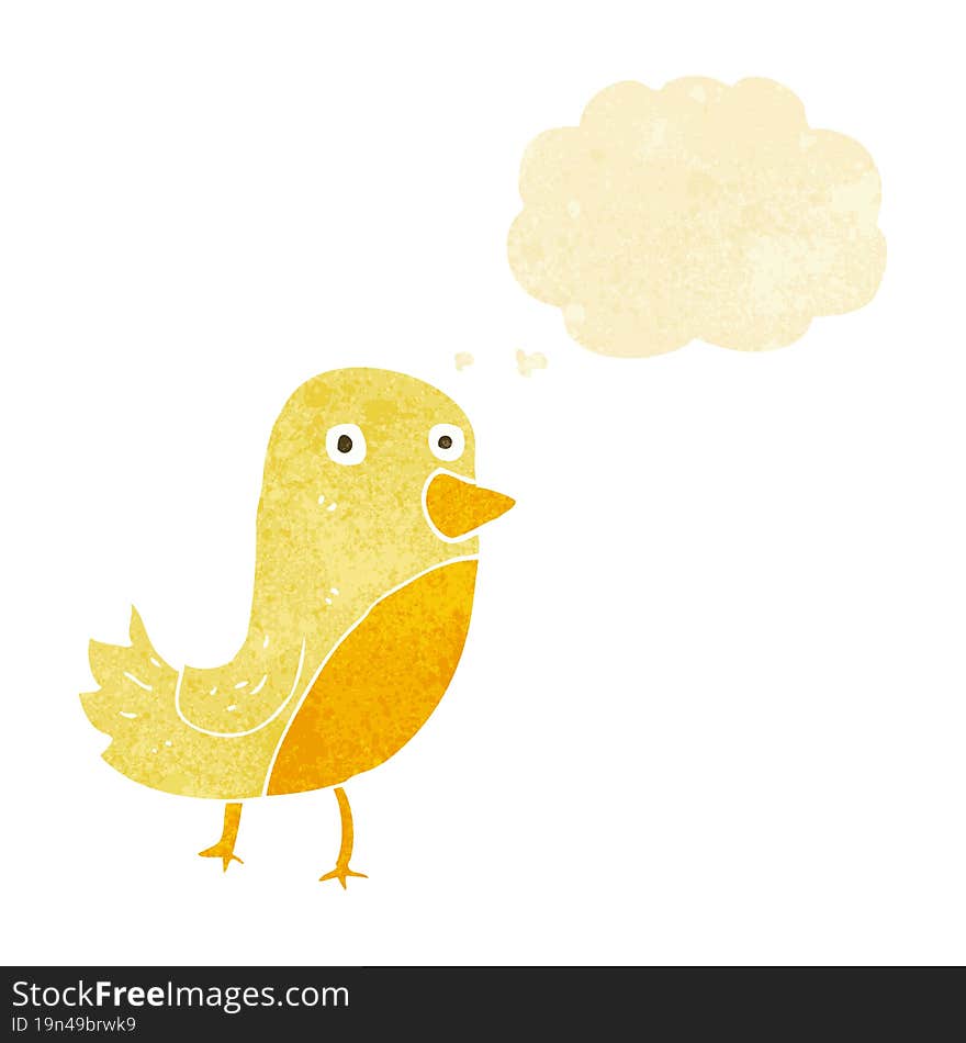 Cartoon Yellow Bird With Thought Bubble