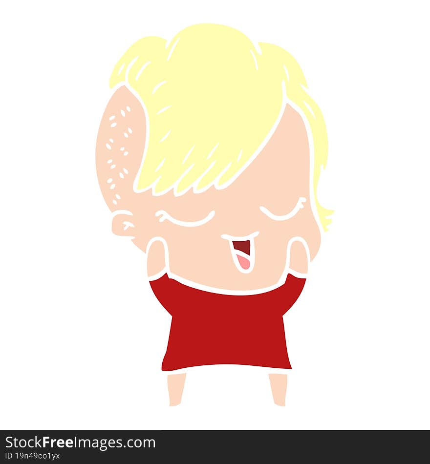 happy flat color style cartoon girl