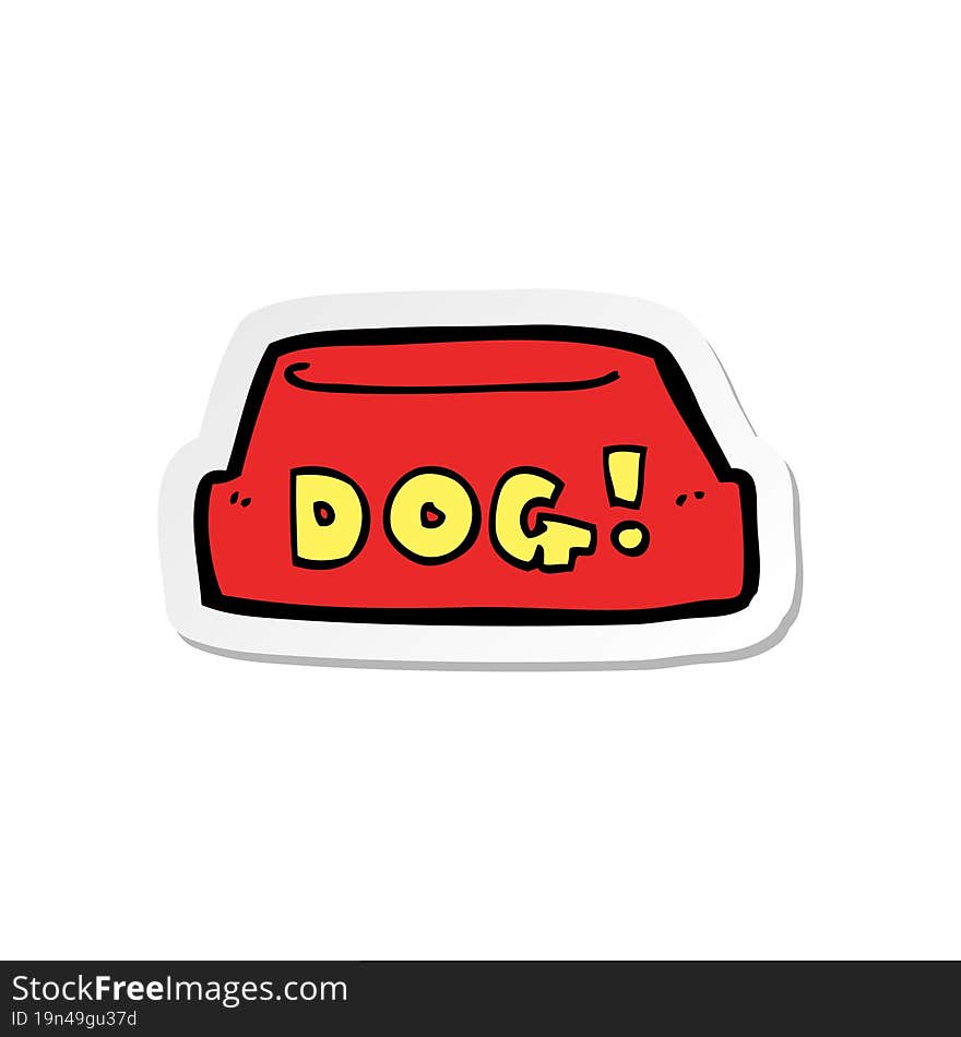 sticker of a cartoon dog food