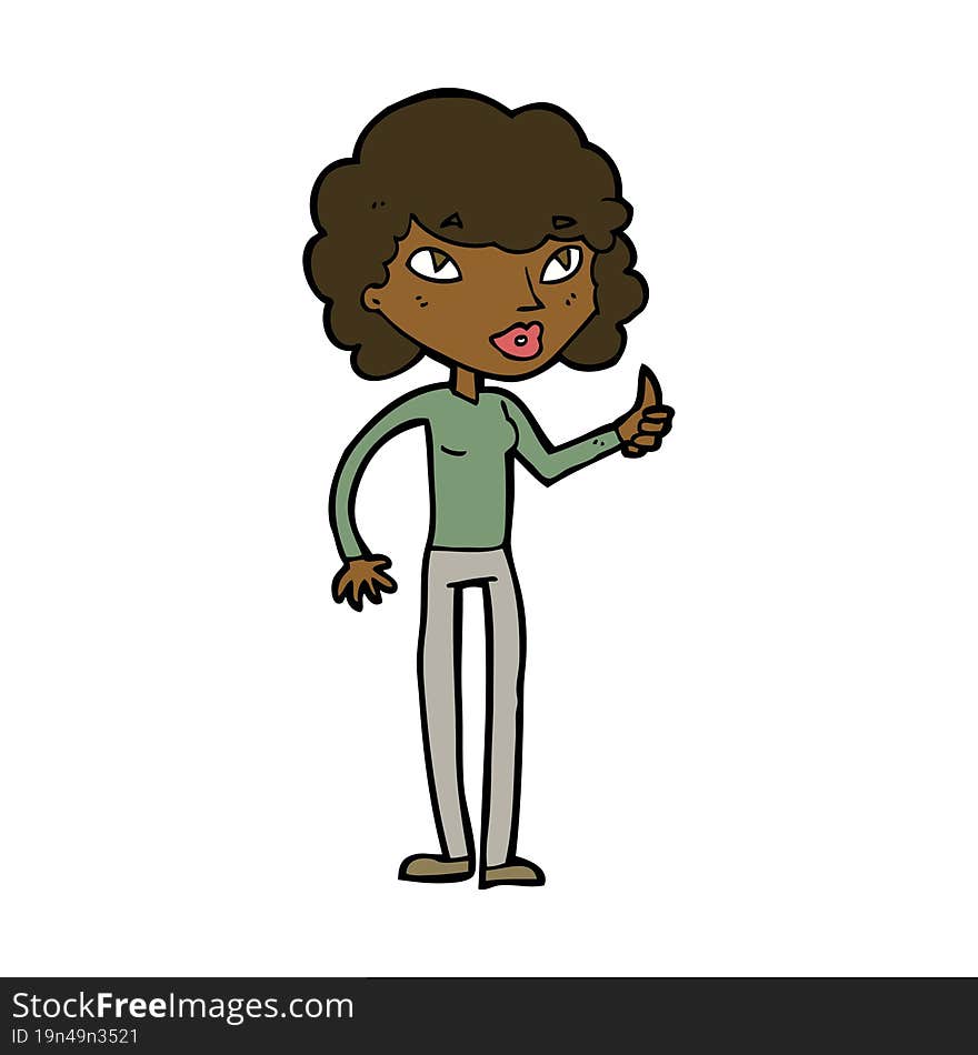 Cartoon Woman Giving Thumbs Up Symbol