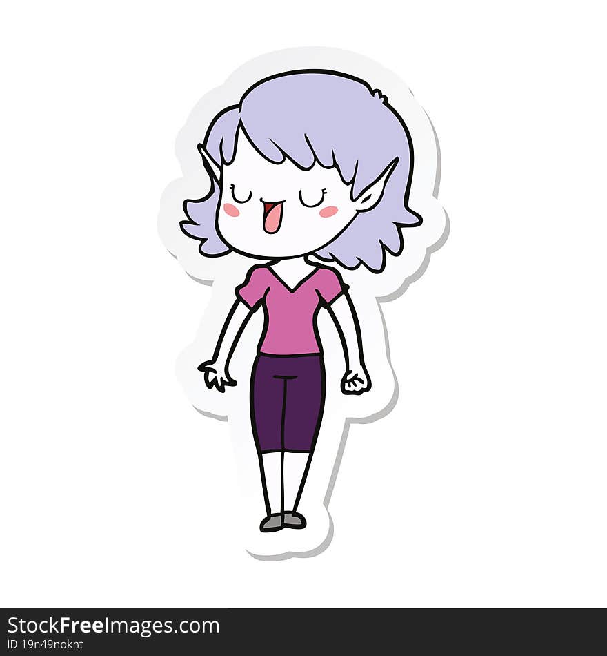 sticker of a cartoon elf girl