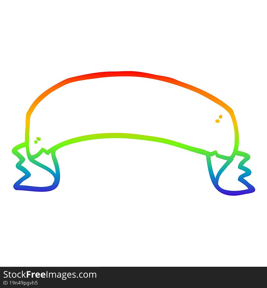 rainbow gradient line drawing of a cartoon scroll banner