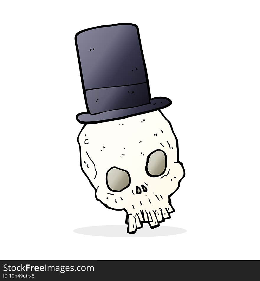 cartoon skull wearing top hat