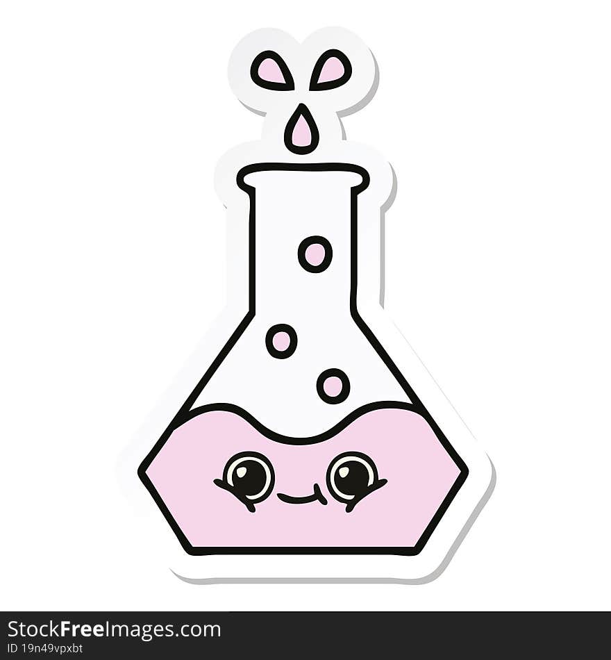 Sticker Of A Cute Cartoon Science Beaker