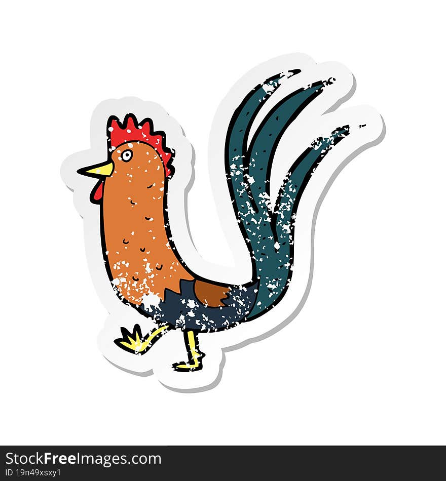 retro distressed sticker of a cartoon cockerel