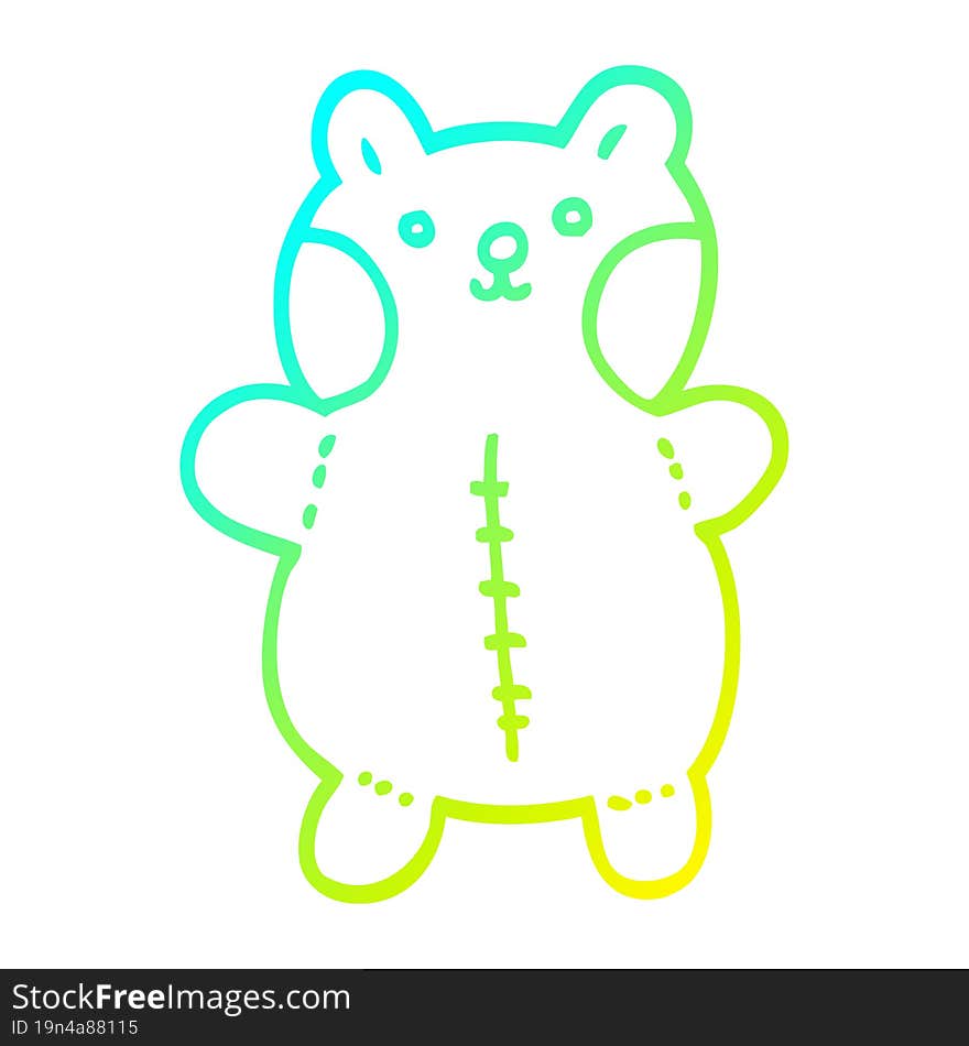 cold gradient line drawing cartoon teddy bear