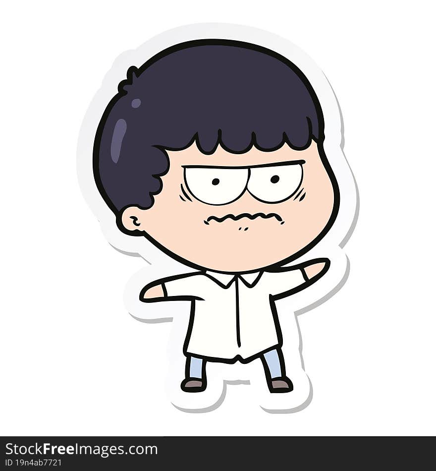 sticker of a cartoon annoyed man