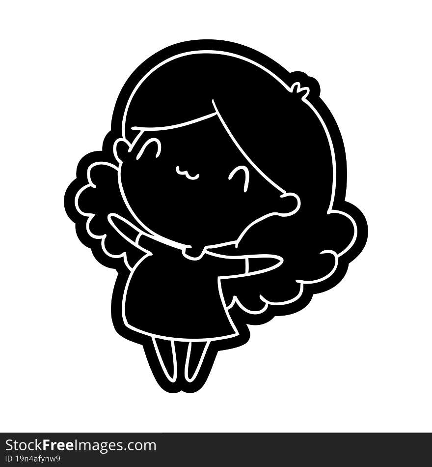 Cartoon Icon Of A Cute Kawaii Girl