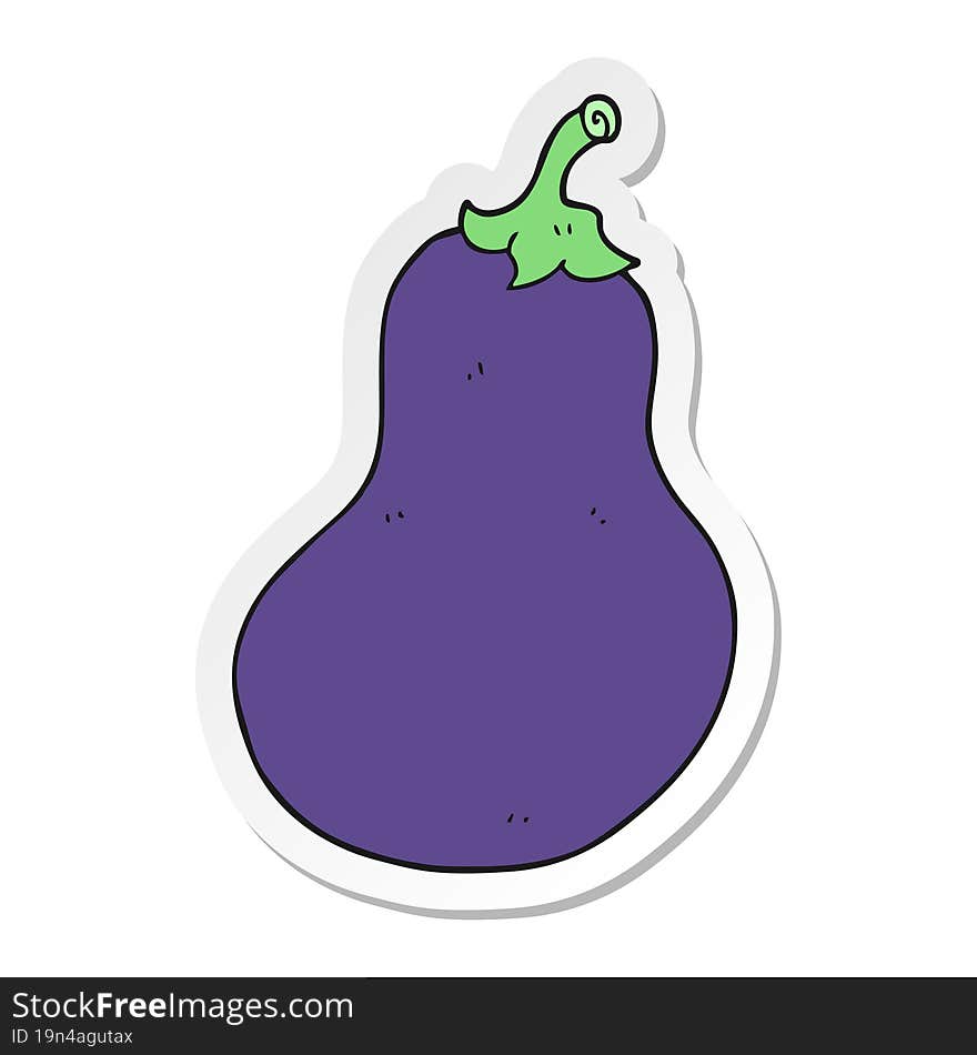 sticker of a cartoon eggplant