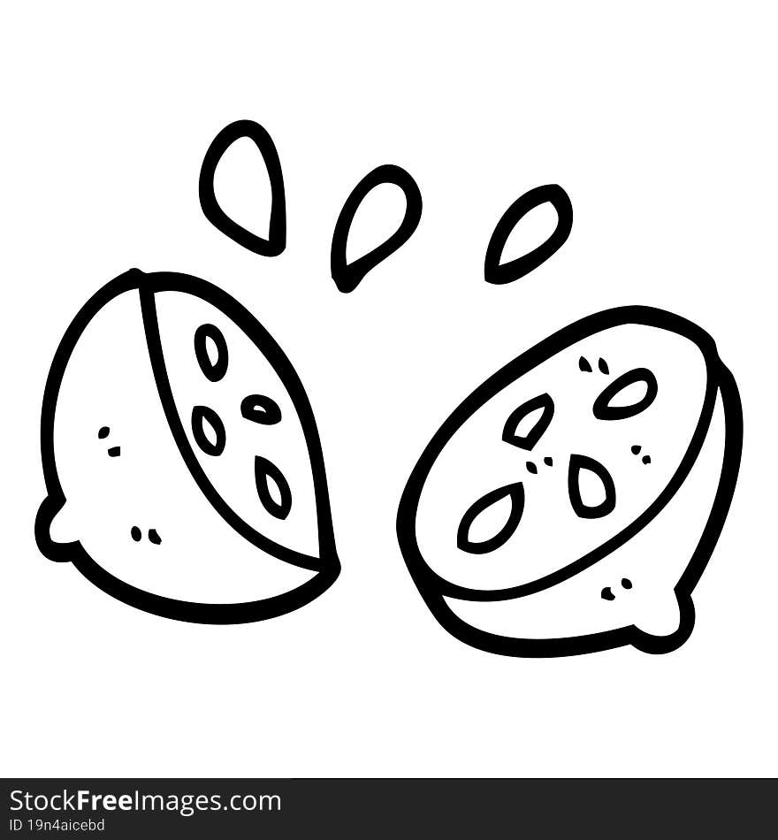 line drawing cartoon halved lemon