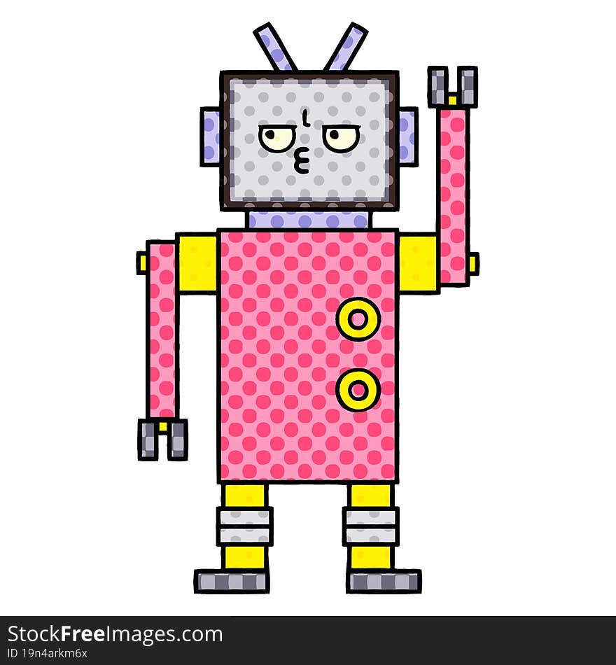 comic book style cartoon of a robot