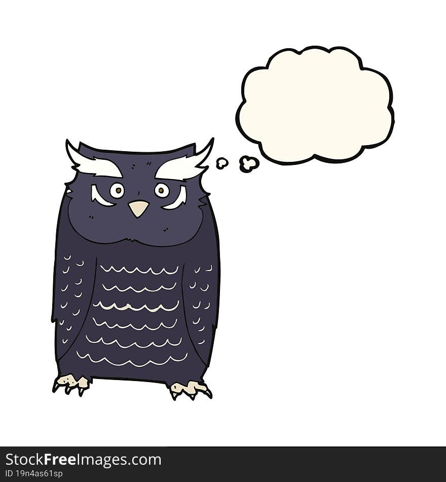 cartoon owl with thought bubble