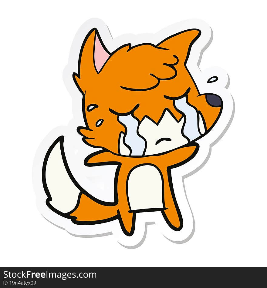 Sticker Of A Crying Fox Cartoon