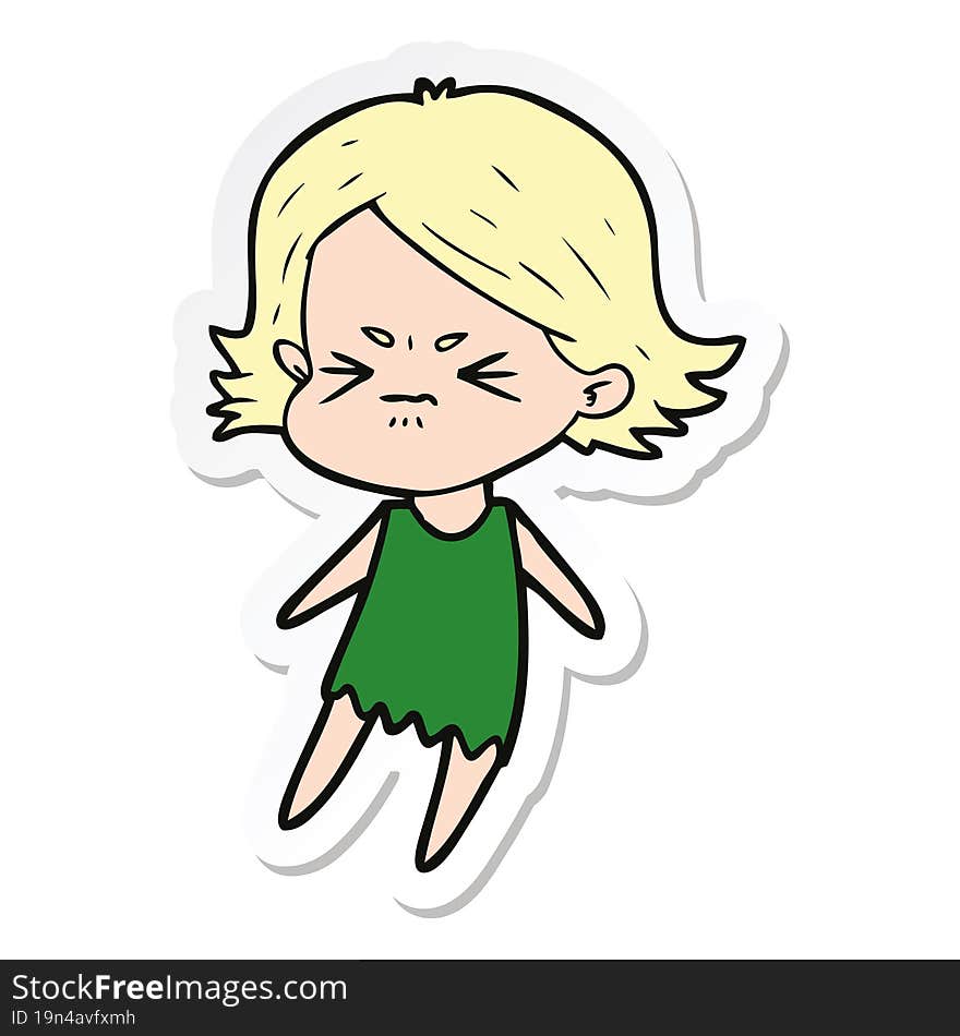 sticker of a cartoon angry woman