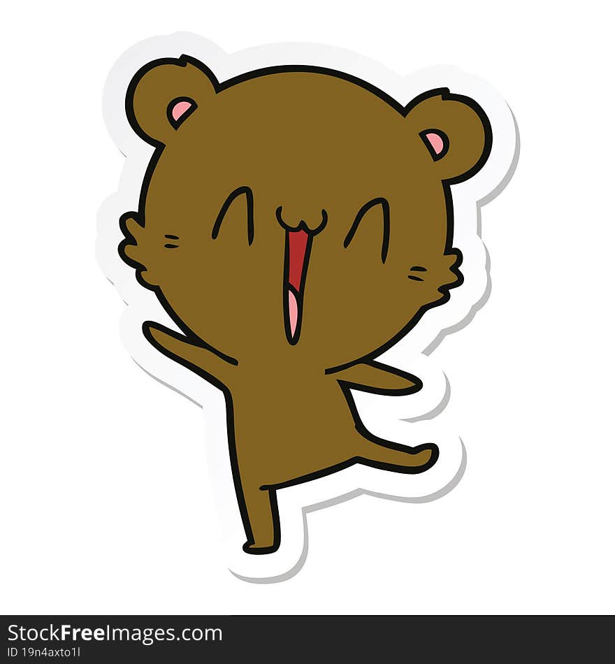 Sticker Of A Happy Bear Cartoon