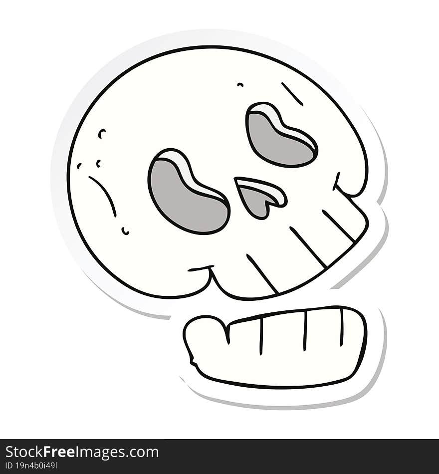 sticker of a quirky hand drawn cartoon skull