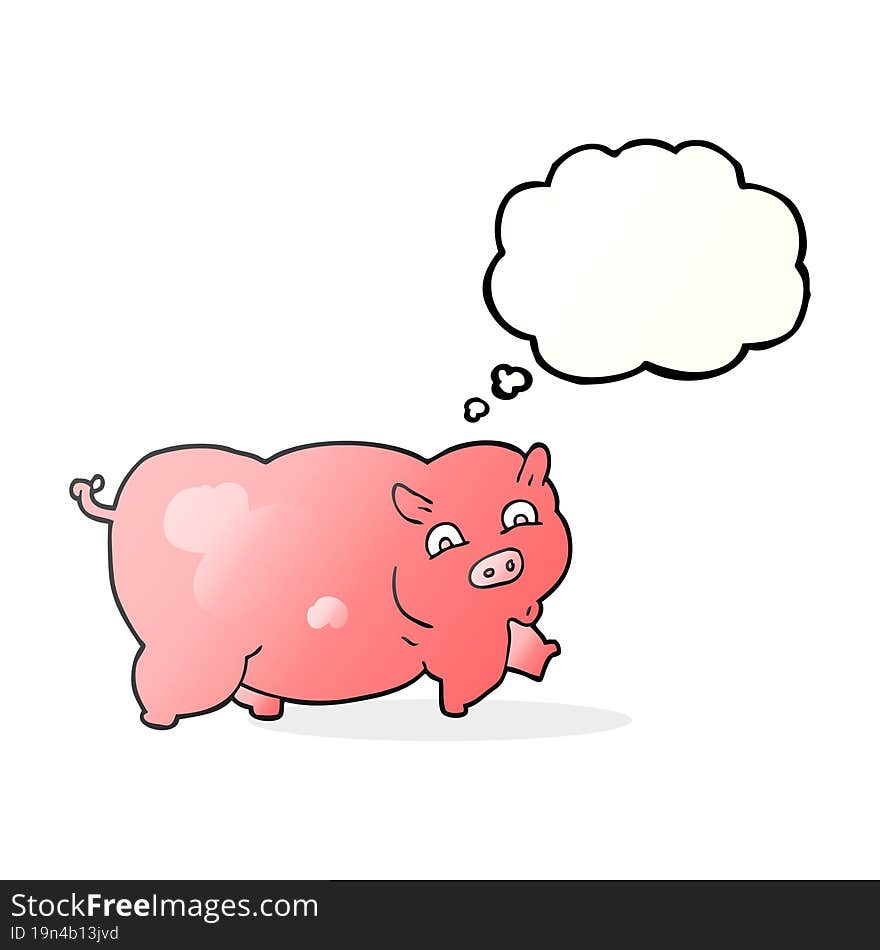 freehand drawn thought bubble cartoon pig