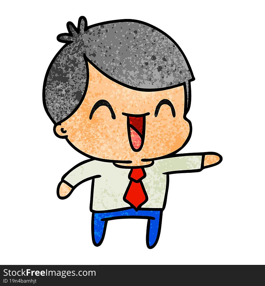 textured cartoon of kawaii man in suit