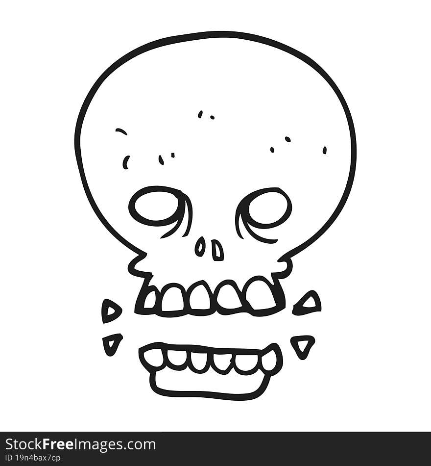 black and white cartoon scary skull