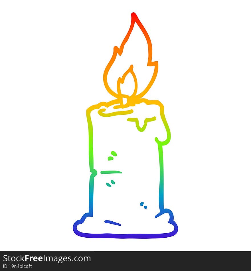 rainbow gradient line drawing cartoon burning candle