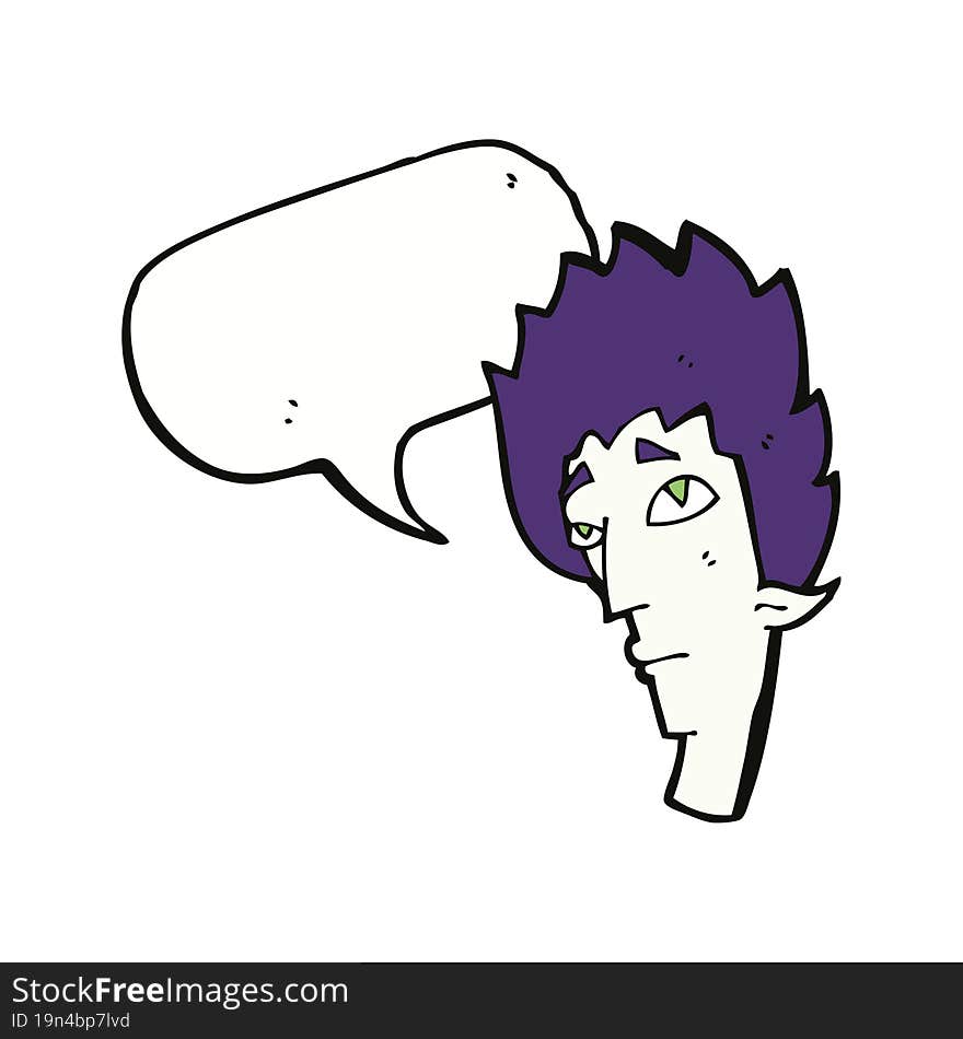 Cartoon Vampire Head With Speech Bubble