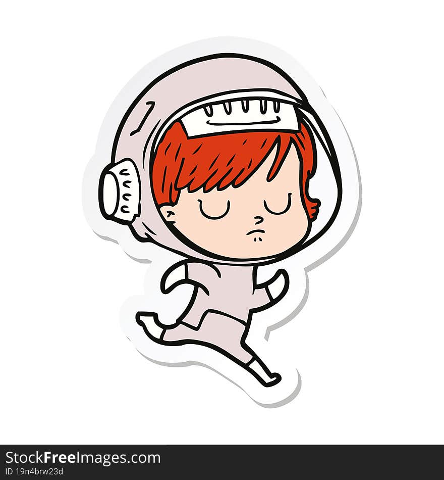 sticker of a cartoon astronaut woman