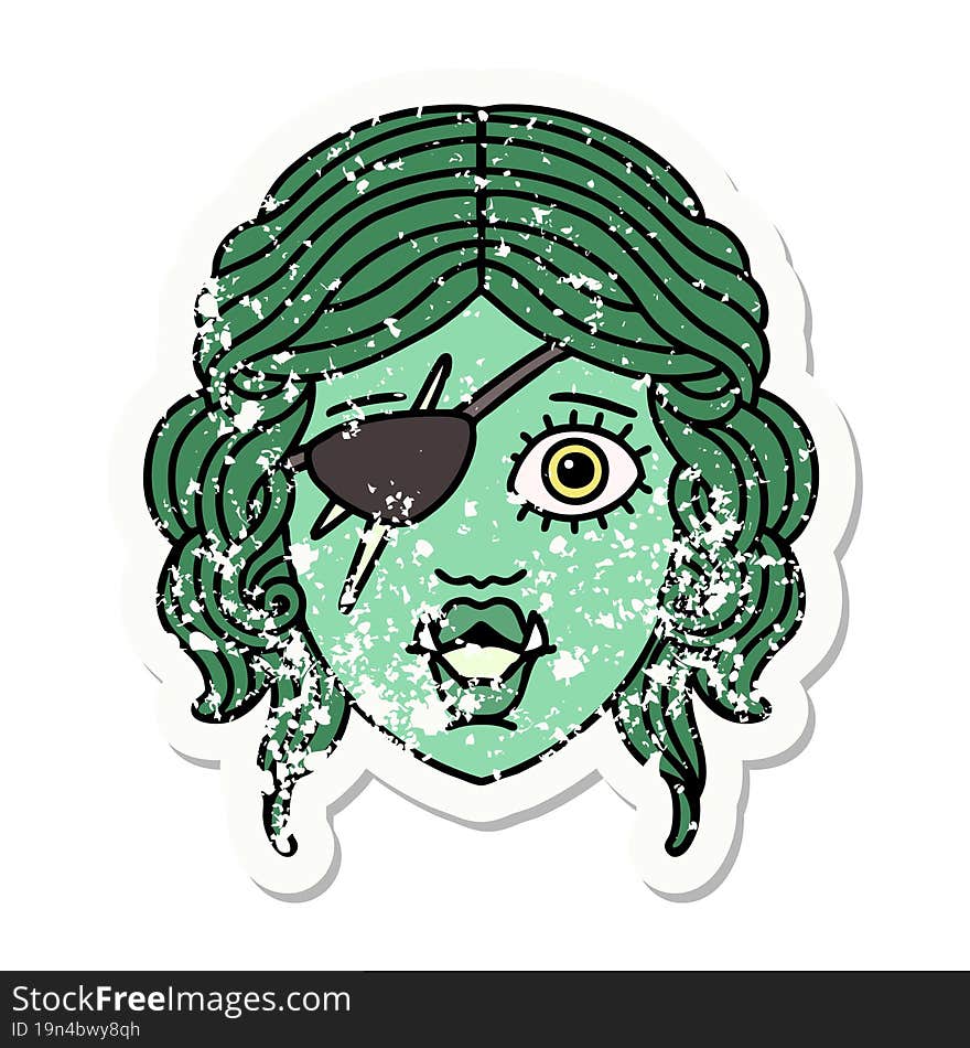 Orc Rogue Character Face Grunge Sticker