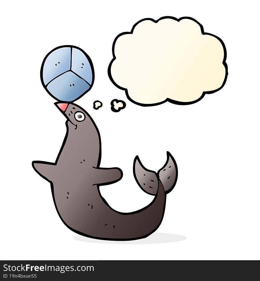 cartoon performing seal with thought bubble