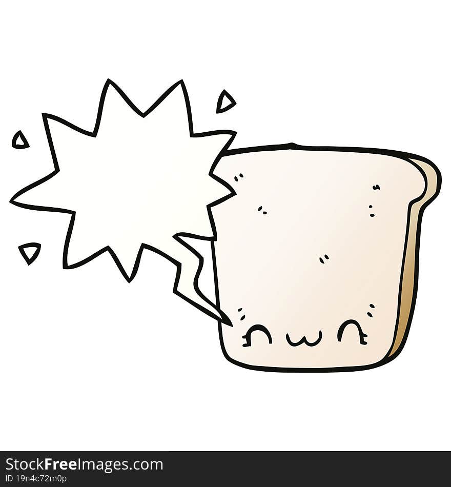 Cartoon Slice Of Bread And Speech Bubble In Smooth Gradient Style