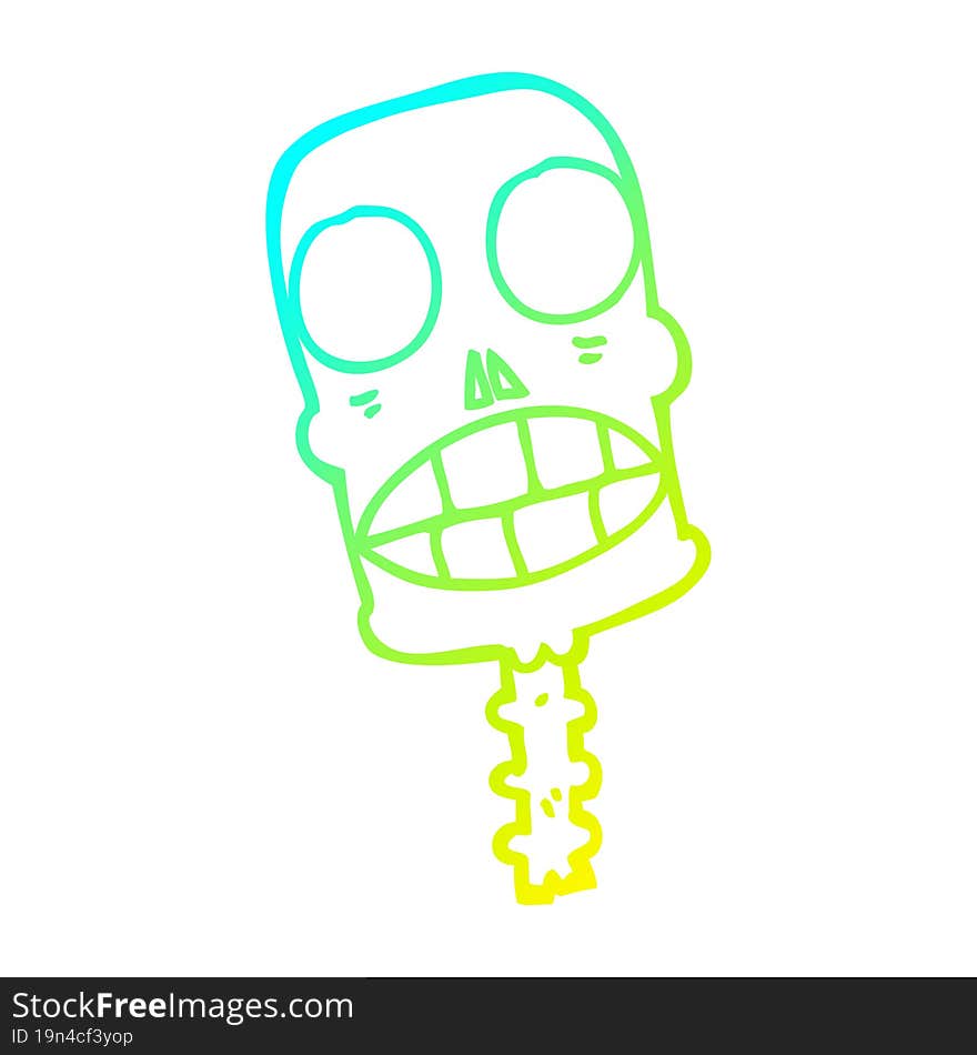 cold gradient line drawing cartoon spooky skull