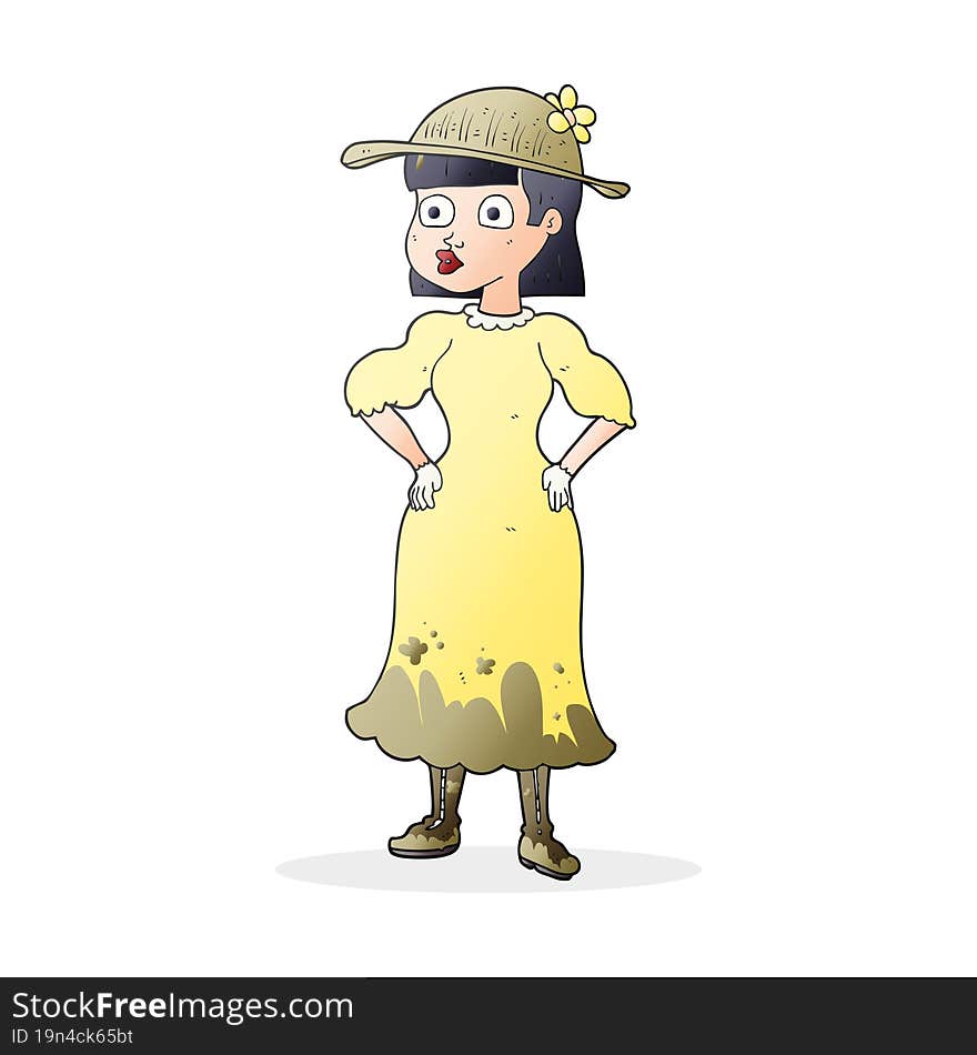 Cartoon Woman In Muddy Dress