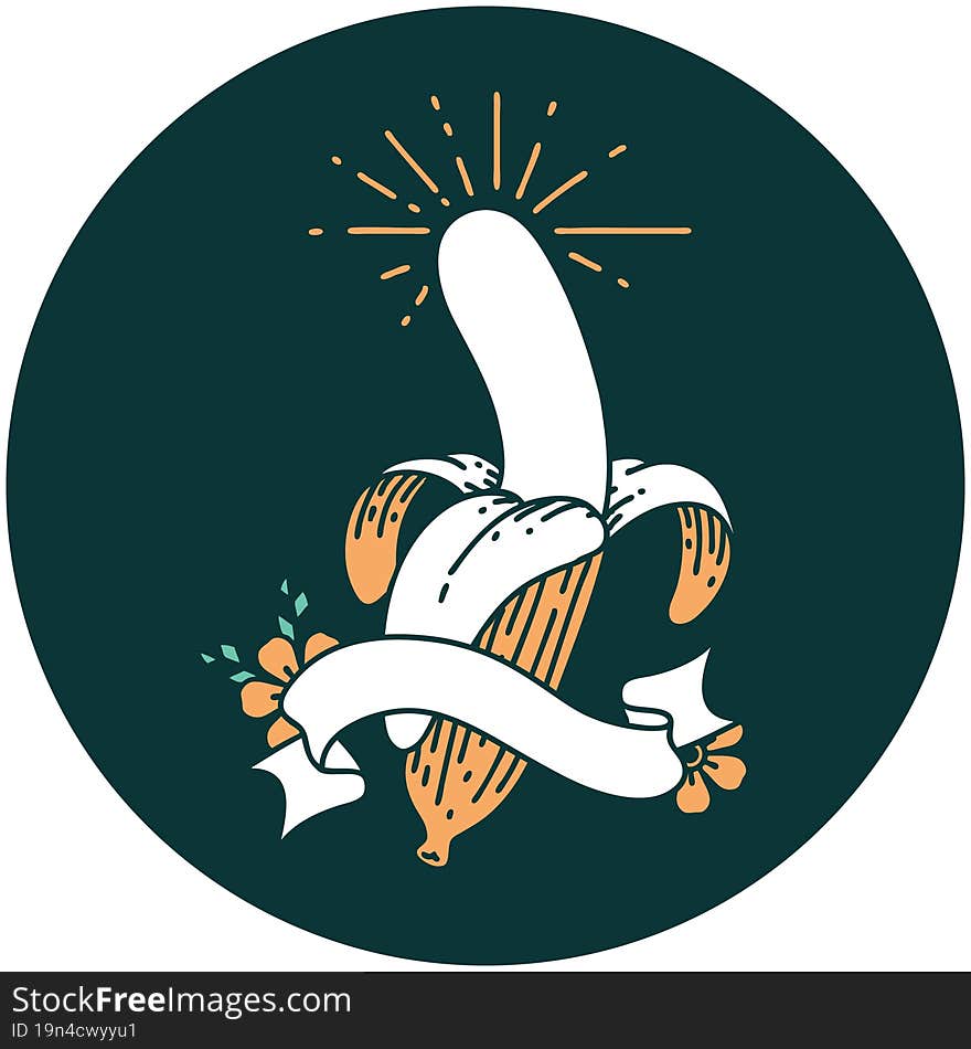 Icon Of Tattoo Style Peeled Banana