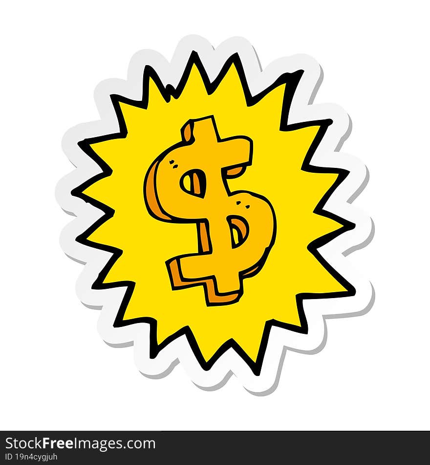 Sticker Of A Cartoon Dollar Symbol