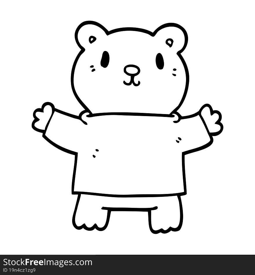 line drawing cartoon teddy bear