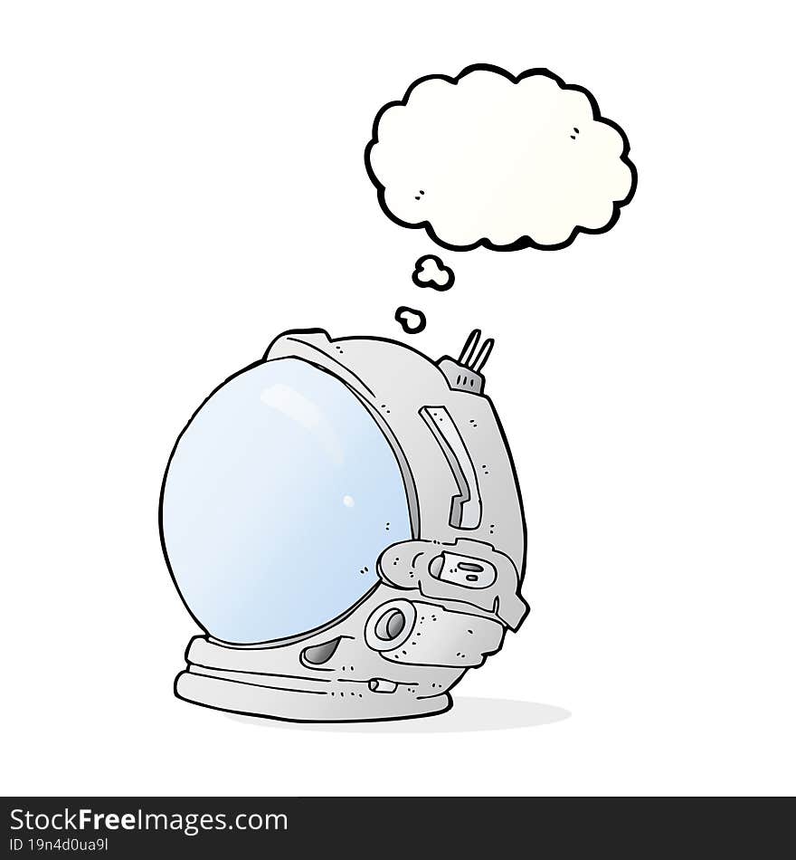 cartoon astronaut helmet with thought bubble