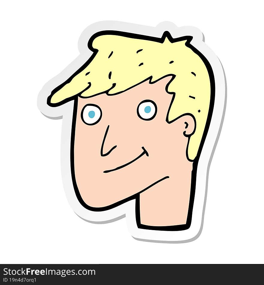 sticker of a cartoon happy man