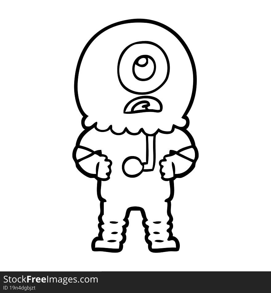 cartoon cyclops alien spaceman. cartoon cyclops alien spaceman