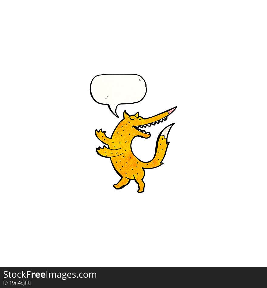 cartoon fox with speech bubble