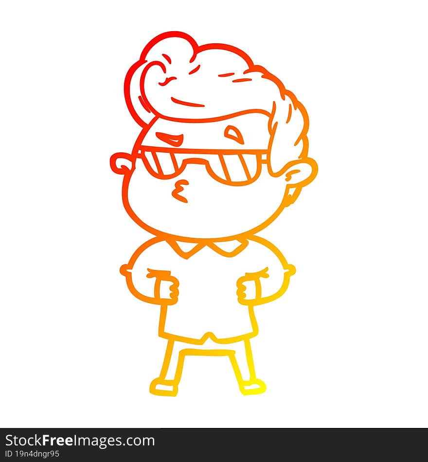 warm gradient line drawing cartoon cool guy