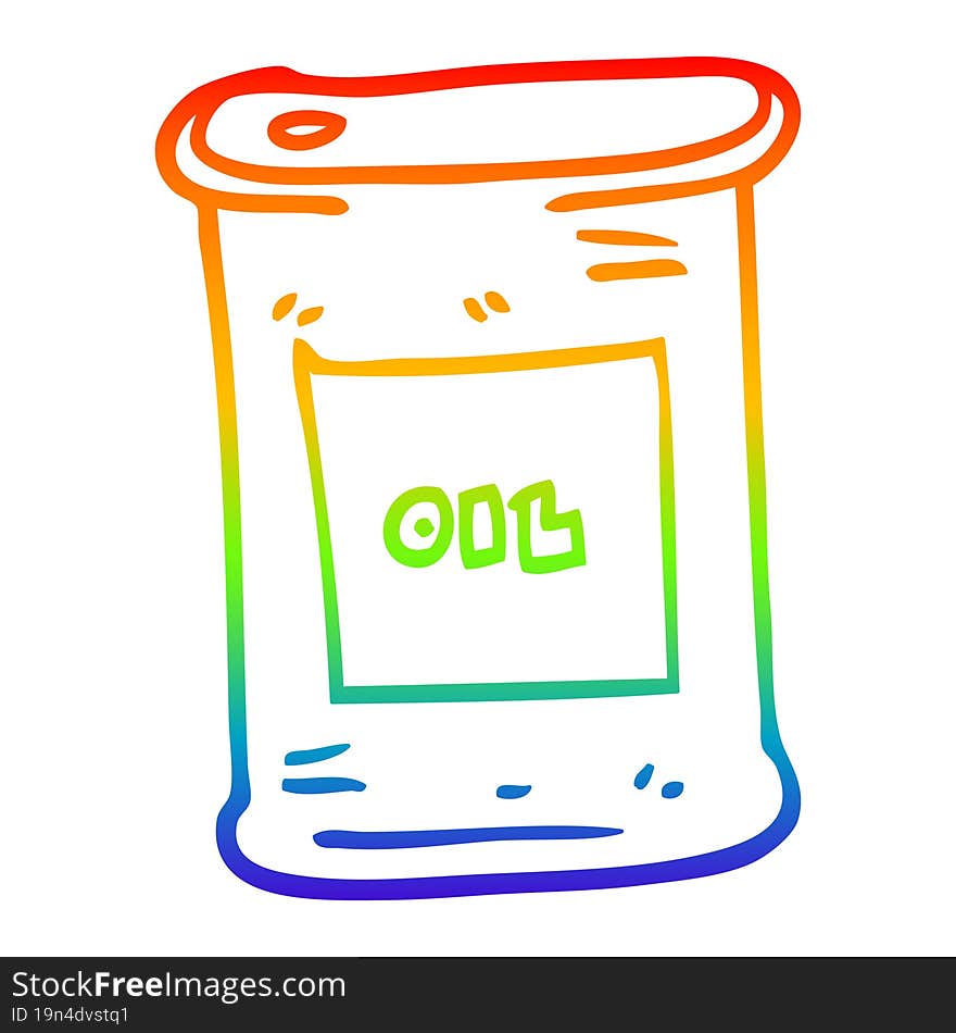 rainbow gradient line drawing of a cartoon motor oil