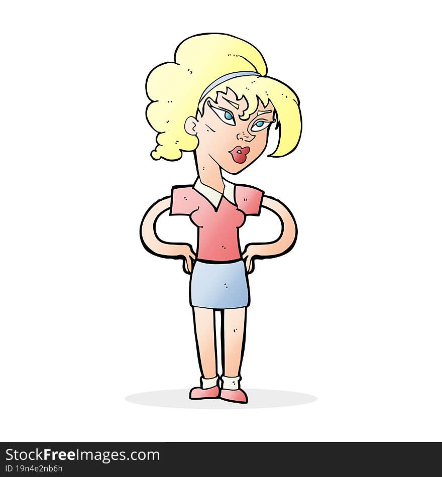 Cartoon Woman With Hands On Hips