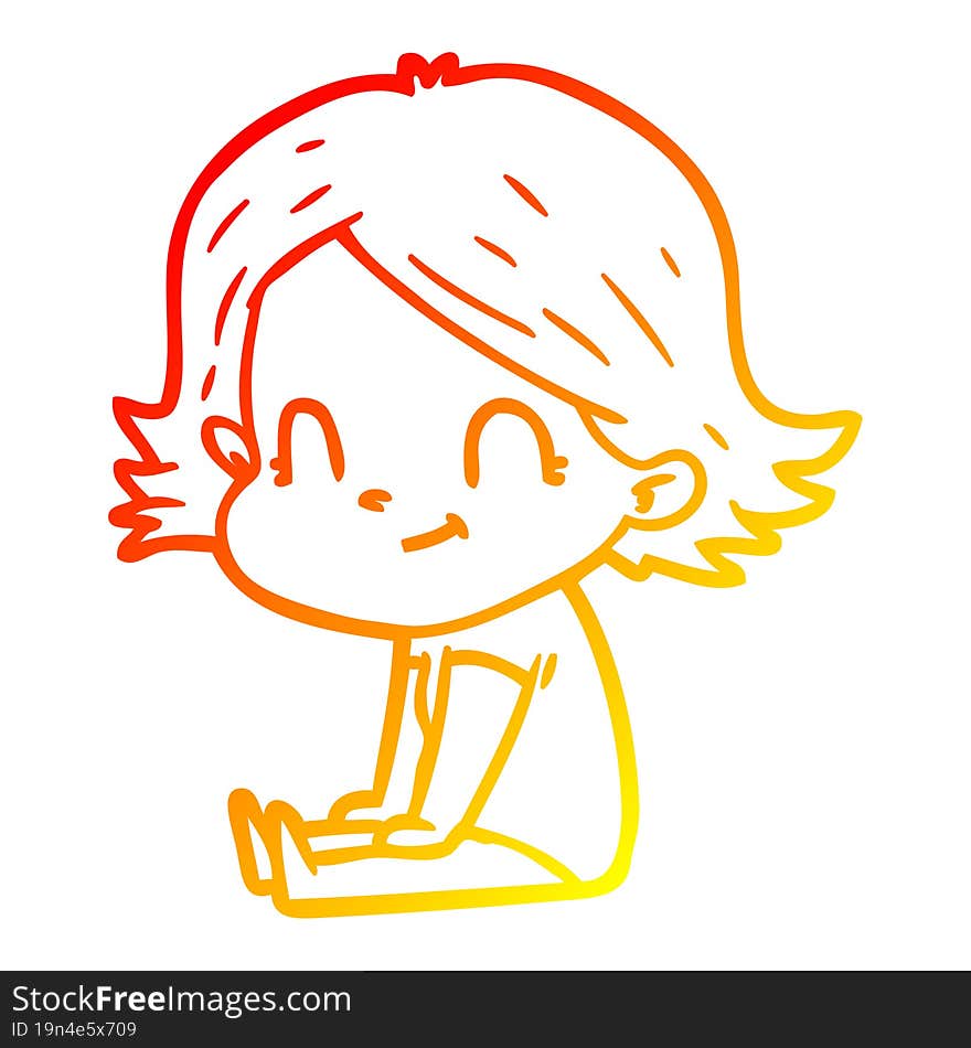 warm gradient line drawing cartoon friendly girl