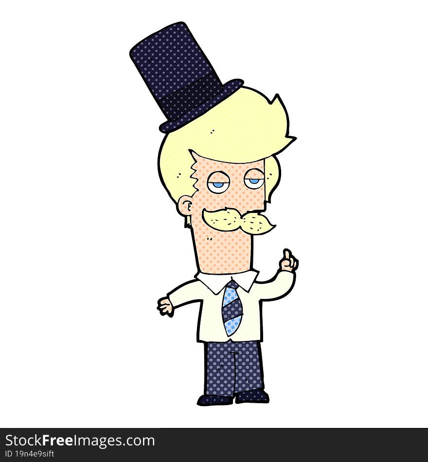 Cartoon Man Wearing Top Hat